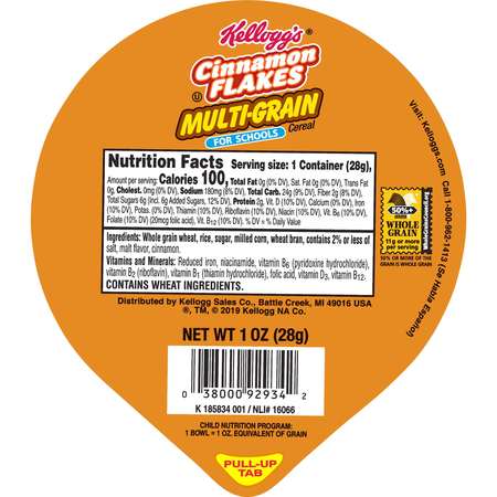 Kelloggs Kellogg's Multi Grain Cinnamon Frosted Flakes Cereal 1 oz. Bowl, PK96 3800078786